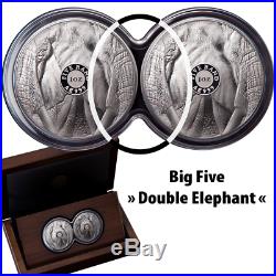 Südafrika 10 Rand 2019 Doppel-Kapsel Serie (1.) Elefant 2 x 1 Oz Silber PP