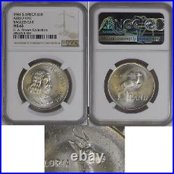 TAGGED EAR 1966 SILVER 1 rand MS 63 ngc south africa AFRIKAANS R1 UNCIRCULATED