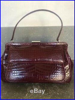 Tiffany & Co. Glazed Crocodile Laurelton burgundy top handle bag