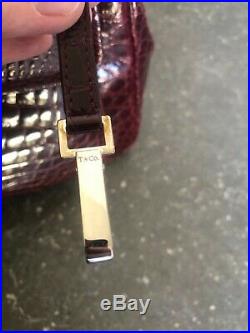 Tiffany & Co. Glazed Crocodile Laurelton burgundy top handle bag
