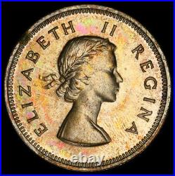 Toned Proof Silver 1954 South Africa 2 Shillings PCGS PR67