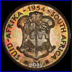 Toned Proof Silver 1954 South Africa 2 Shillings PCGS PR67