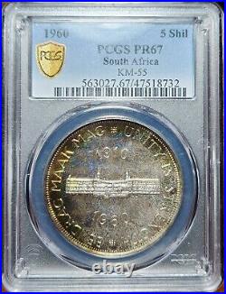 Toned Proof Silver 1960 South Africa 5 shillings PCGS PR67
