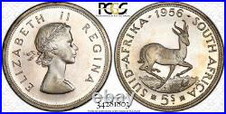 Top Pop 1956 Silver 5 Shillings Pl67 Pcgs South Africa 5s Queen Elizabeth II