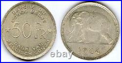 Tres Rare Monnaie De 50 Francs En Argent Du Congo Belge De 1944 @ Belle Qualite