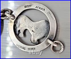 Vintage Sterling Silver Birger Haglund South Africa Wild Animals Panel Bracelet