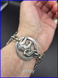 Vintage Sterling Silver Birger Haglund South Africa Wild Animals Panel Bracelet
