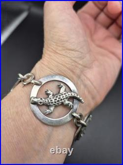 Vintage Sterling Silver Birger Haglund South Africa Wild Animals Panel Bracelet