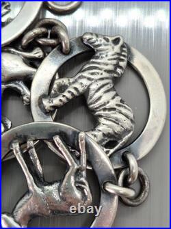 Vintage Sterling Silver Birger Haglund South Africa Wild Animals Panel Bracelet