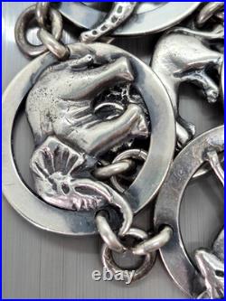 Vintage Sterling Silver Birger Haglund South Africa Wild Animals Panel Bracelet