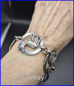 Vintage Sterling Silver Birger Haglund South Africa Wild Animals Panel Bracelet
