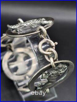 Vintage Sterling Silver Birger Haglund South Africa Wild Animals Panel Bracelet