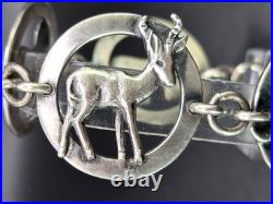 Vintage Sterling Silver Birger Haglund South Africa Wild Animals Panel Bracelet