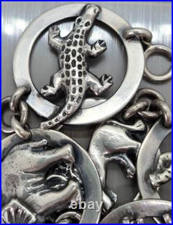 Vintage Sterling Silver Birger Haglund South Africa Wild Animals Panel Bracelet