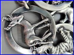 Vintage Sterling Silver Birger Haglund South Africa Wild Animals Panel Bracelet