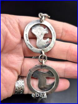 Vintage Sterling Silver Birger Haglund South Africa Wild Animals Panel Bracelet