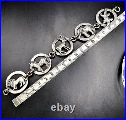 Vintage Sterling Silver Birger Haglund South Africa Wild Animals Panel Bracelet