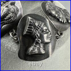 Vtg Sterling Silver Haglund South Africa Tribe Portrait Panel Bracelet 62g c1950