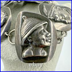 Vtg Sterling Silver Haglund South Africa Tribe Portrait Panel Bracelet 62g c1950