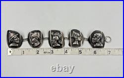 Vtg Sterling Silver Haglund South Africa Tribe Portrait Panel Bracelet 62g c1950