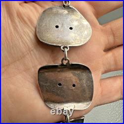 Vtg Sterling Silver Haglund South Africa Tribe Portrait Panel Bracelet 62g c1950