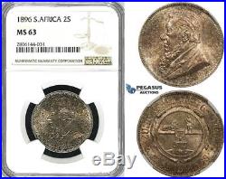 ZK28, South Africa (ZAR) 2 Shillings 1896, Silver, NGC MS63, Rare